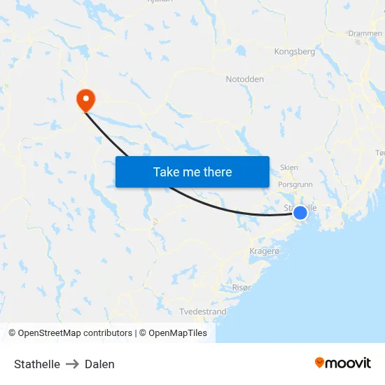 Stathelle to Dalen map