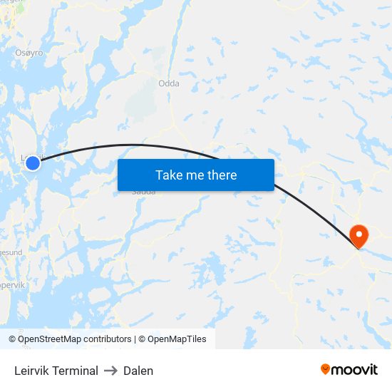 Leirvik Terminal to Dalen map