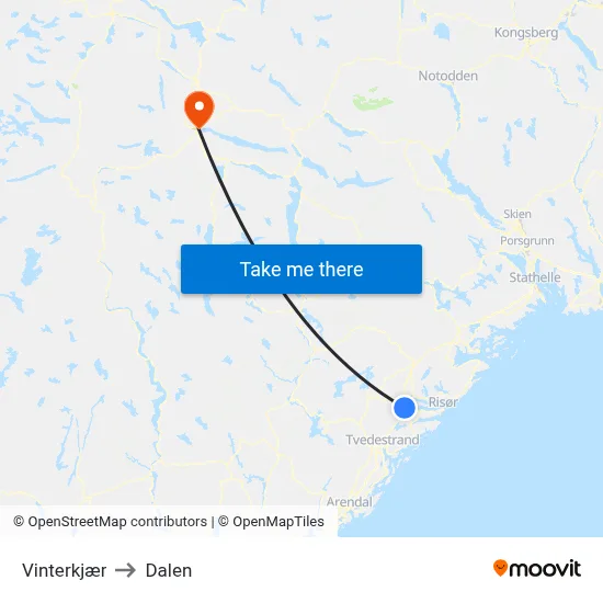 Vinterkjær to Dalen map