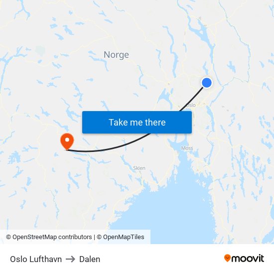 Oslo Lufthavn to Dalen map