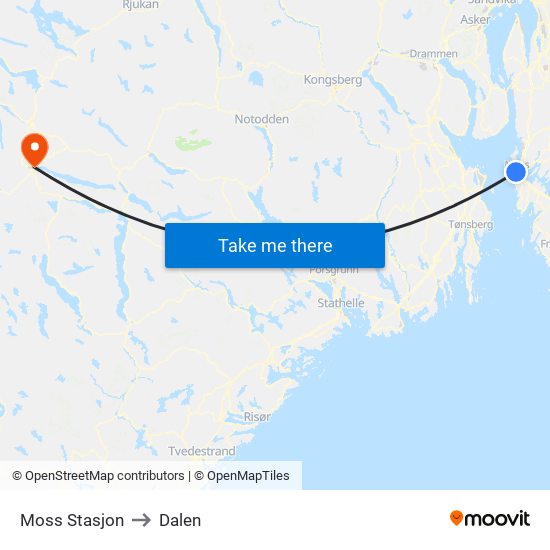 Moss Stasjon to Dalen map