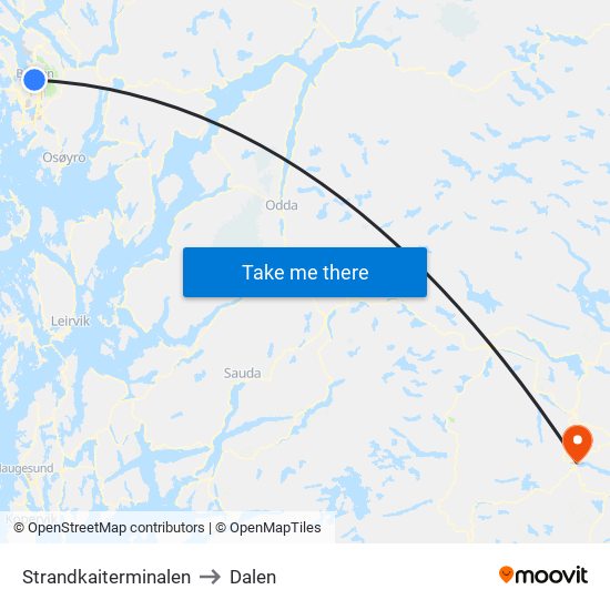 Strandkaiterminalen to Dalen map