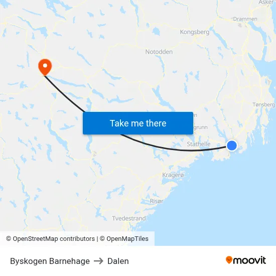Byskogen Barnehage to Dalen map