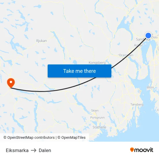 Eiksmarka to Dalen map