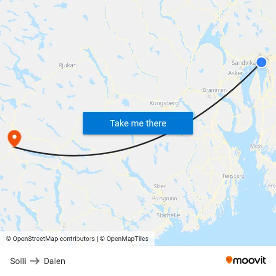 Solli to Dalen map