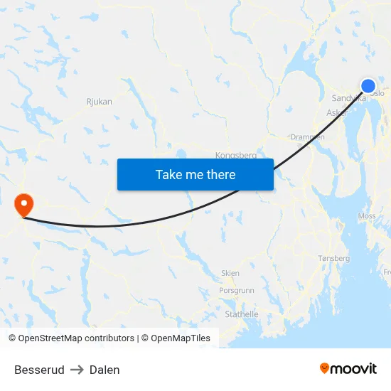 Besserud to Dalen map