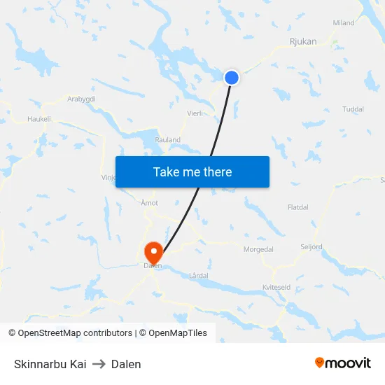 Skinnarbu Kai to Dalen map