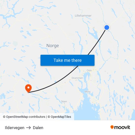 Ildervegen to Dalen map