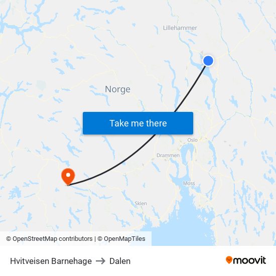 Hvitveisen Barnehage to Dalen map