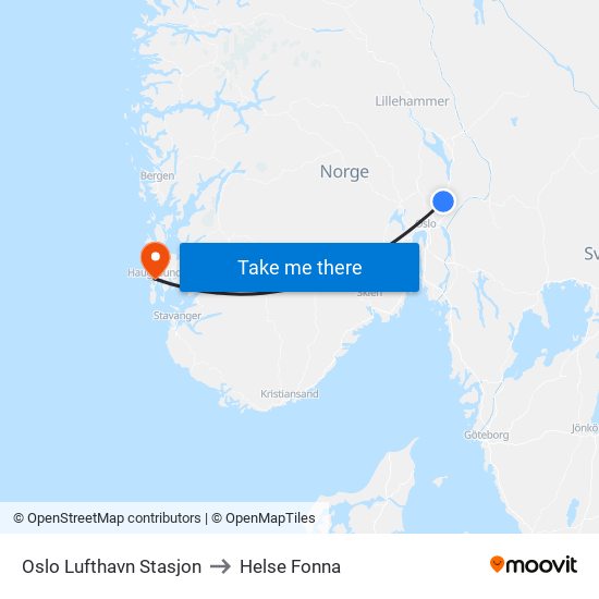 Oslo Lufthavn Stasjon to Helse Fonna map