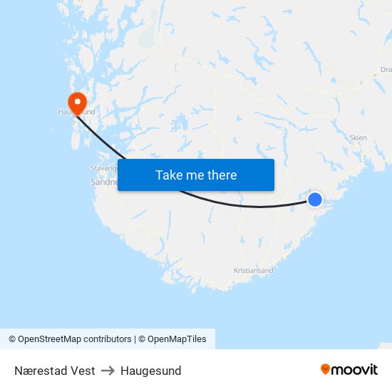 Nærestad Vest to Haugesund map