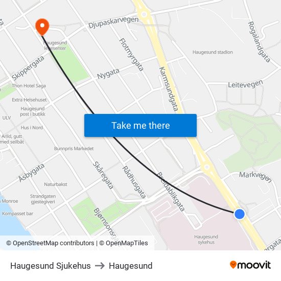 Haugesund Sjukehus to Haugesund map