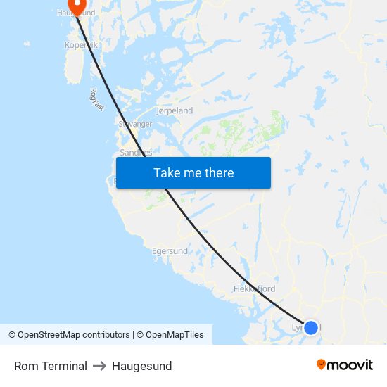 Rom Terminal to Haugesund map