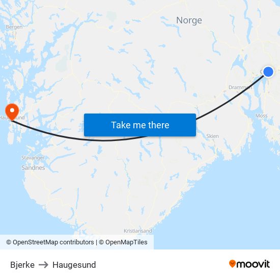 Bjerke to Haugesund map