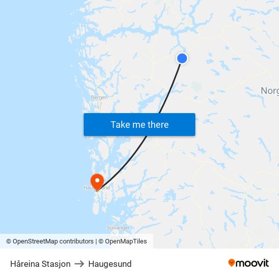 Håreina Stasjon to Haugesund map