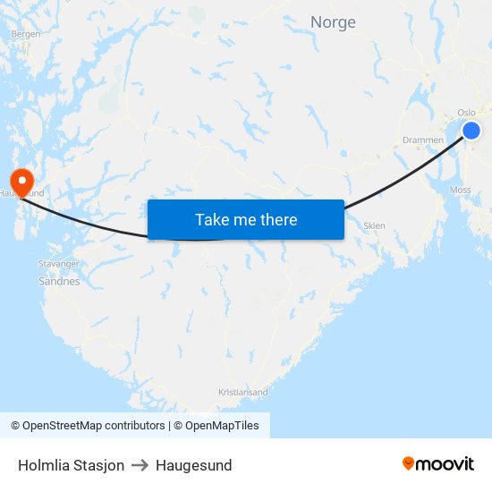 Holmlia Stasjon to Haugesund map