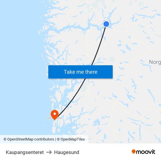 Kaupangsenteret to Haugesund map