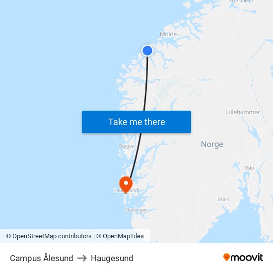 Campus Ålesund to Haugesund map