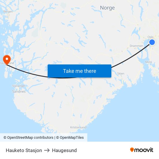 Hauketo Stasjon to Haugesund map