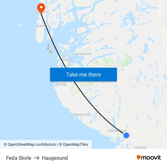 Feda Skole to Haugesund map