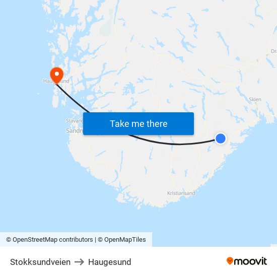 Stokksundveien to Haugesund map