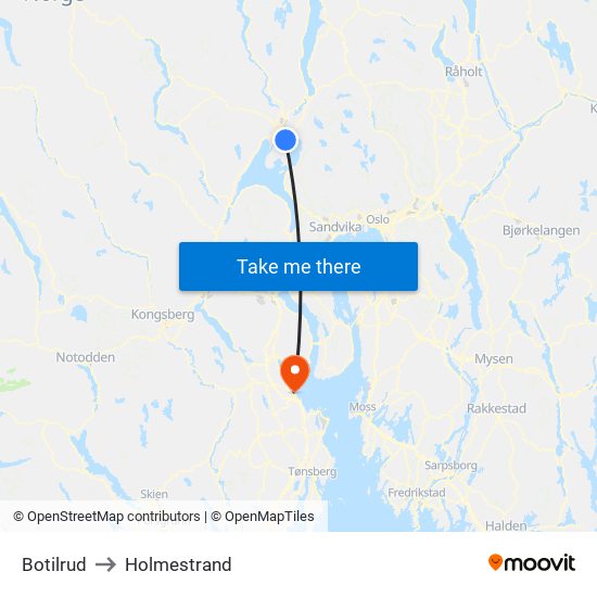 Botilrud to Holmestrand map