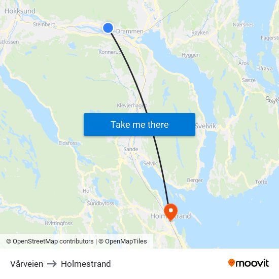 Vårveien to Holmestrand map