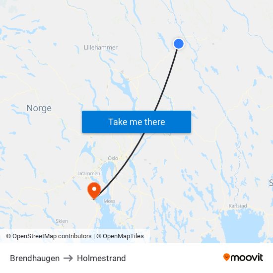 Brendhaugen to Holmestrand map