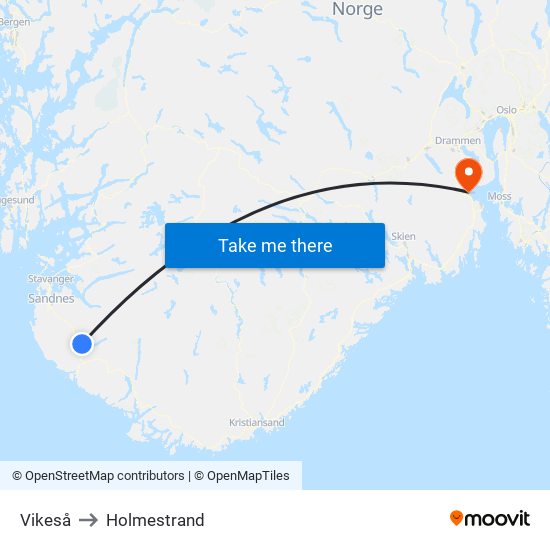 Vikeså to Holmestrand map