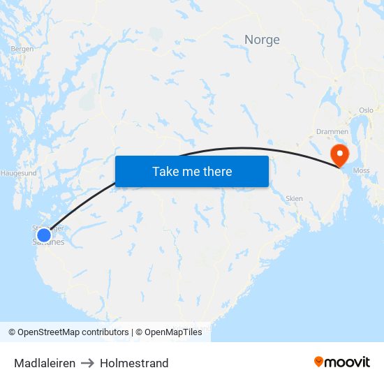 Madlaleiren to Holmestrand map