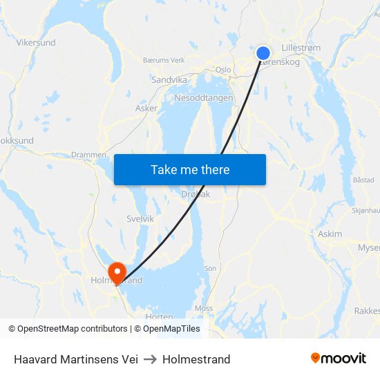 Haavard Martinsens Vei to Holmestrand map