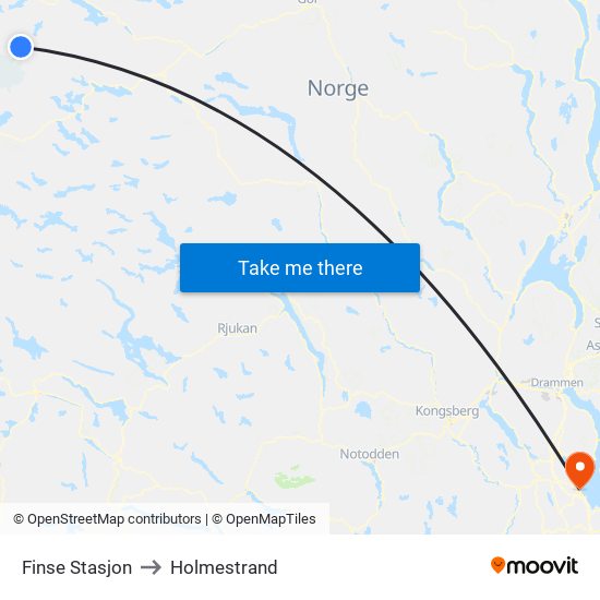 Finse Stasjon to Holmestrand map