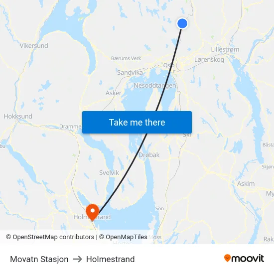 Movatn Stasjon to Holmestrand map