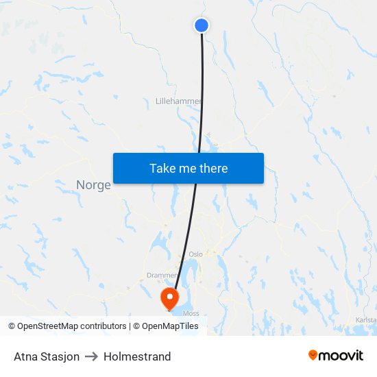 Atna Stasjon to Holmestrand map