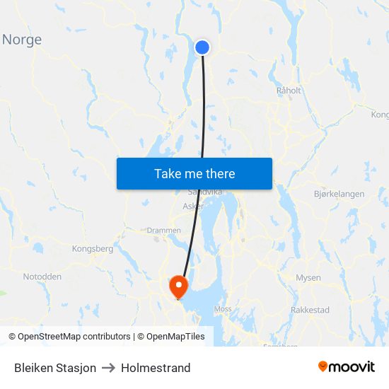 Bleiken Stasjon to Holmestrand map