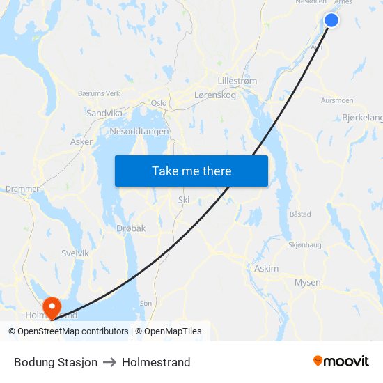 Bodung Stasjon to Holmestrand map