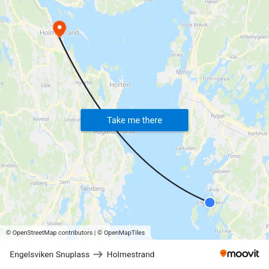 Engelsviken Snuplass to Holmestrand map