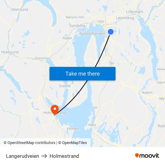 Langerudveien to Holmestrand map