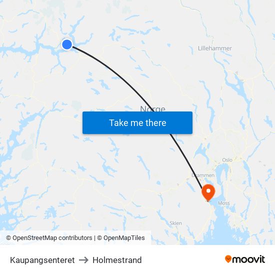 Kaupangsenteret to Holmestrand map