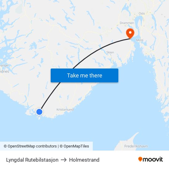 Lyngdal Rutebilstasjon to Holmestrand map