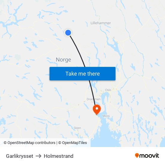 Garlikrysset to Holmestrand map