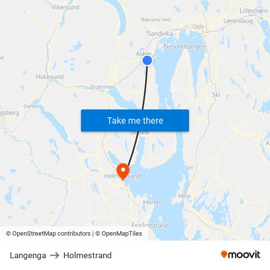 Langenga to Holmestrand map