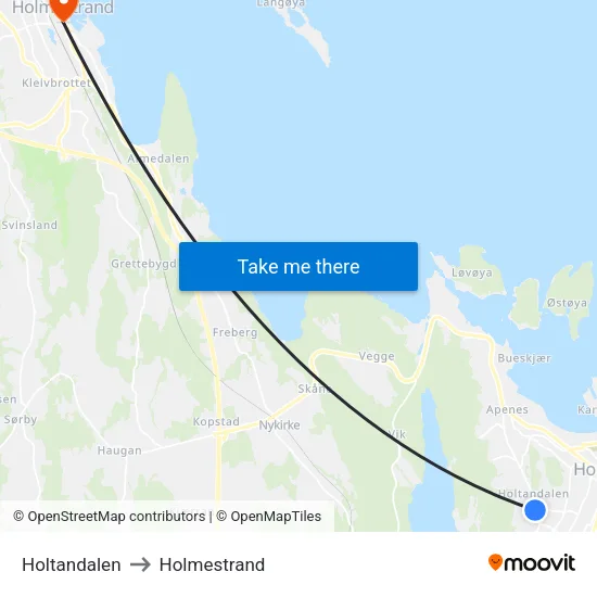 Holtandalen to Holmestrand map