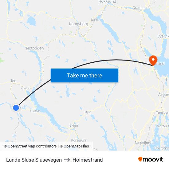 Lunde Sluse Slusevegen to Holmestrand map