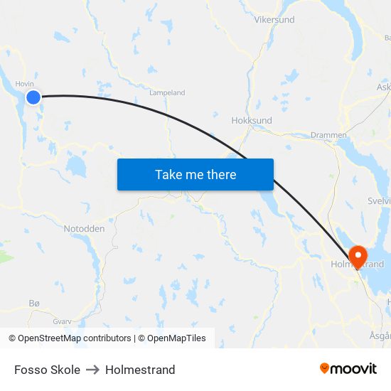 Fosso Skole to Holmestrand map