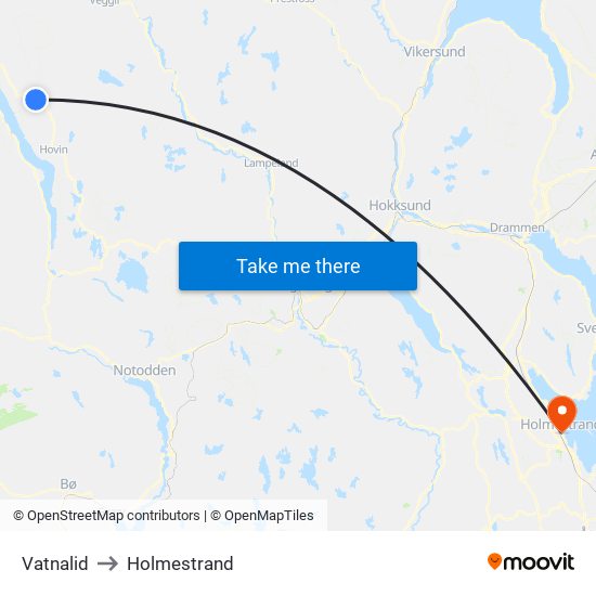 Vatnalid to Holmestrand map