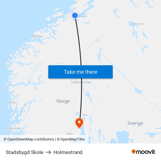 Stadsbygd Skole to Holmestrand map