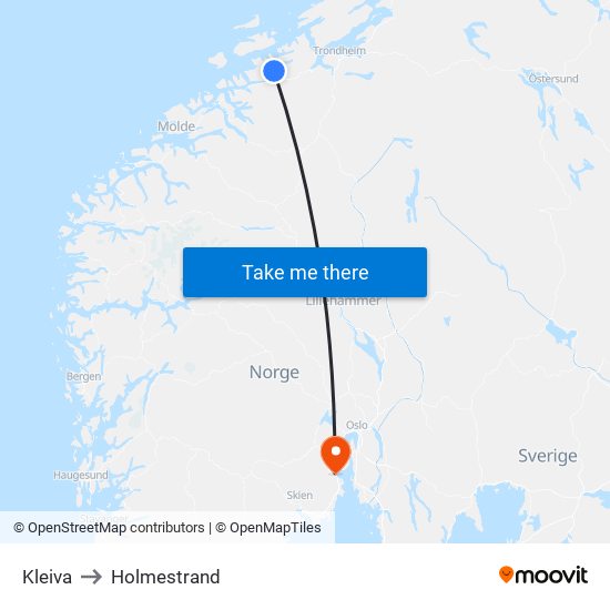 Kleiva to Holmestrand map