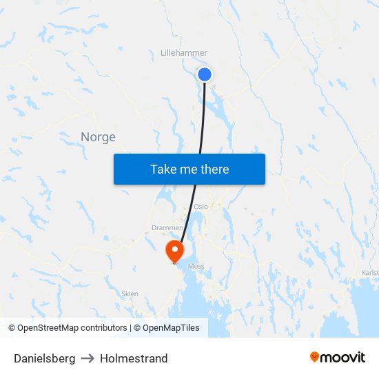 Danielsberg to Holmestrand map