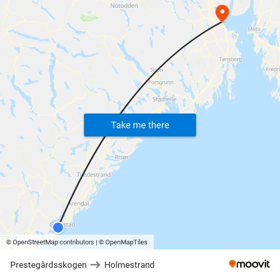 Prestegårdsskogen to Holmestrand map